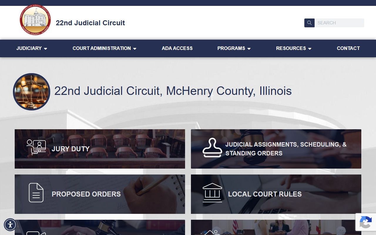 McHenry County Twenty-Second Judicial Circuit court records homepage