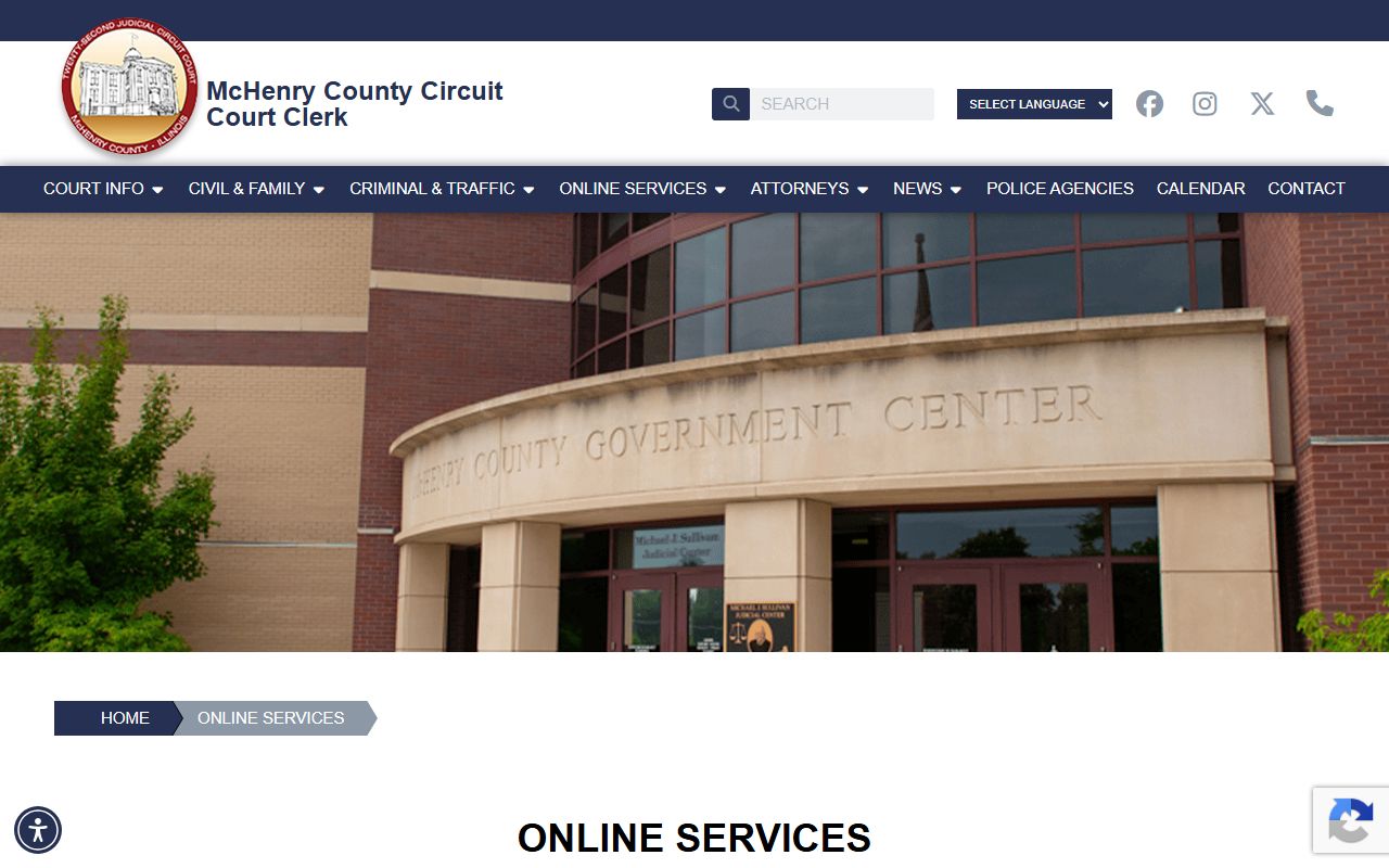 McHenry County Circuit Clerk online services page for court records and payments