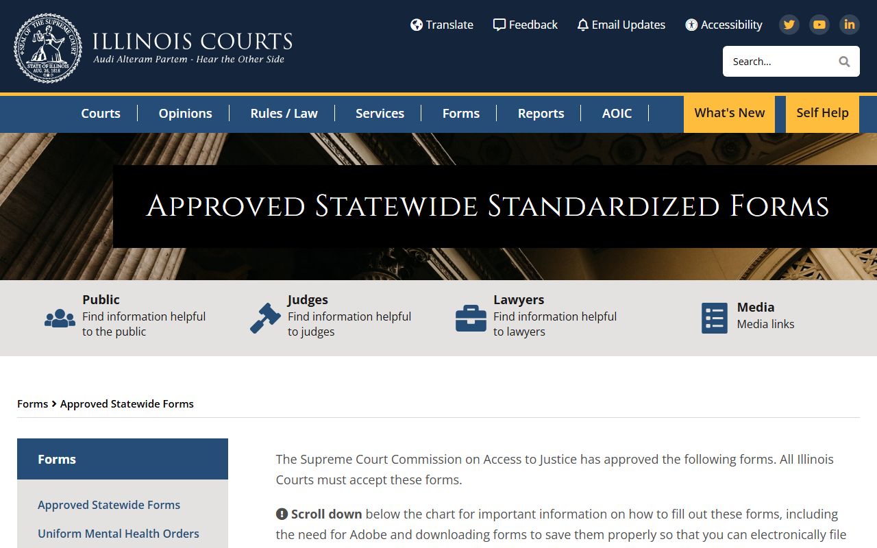 Illinois Supreme Court approved forms library for McHenry County Circuit Clerk filings