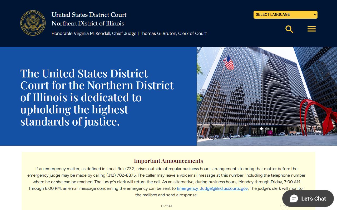 U.S. District Court Northern District of Illinois site for federal cases connected to McHenry County court records