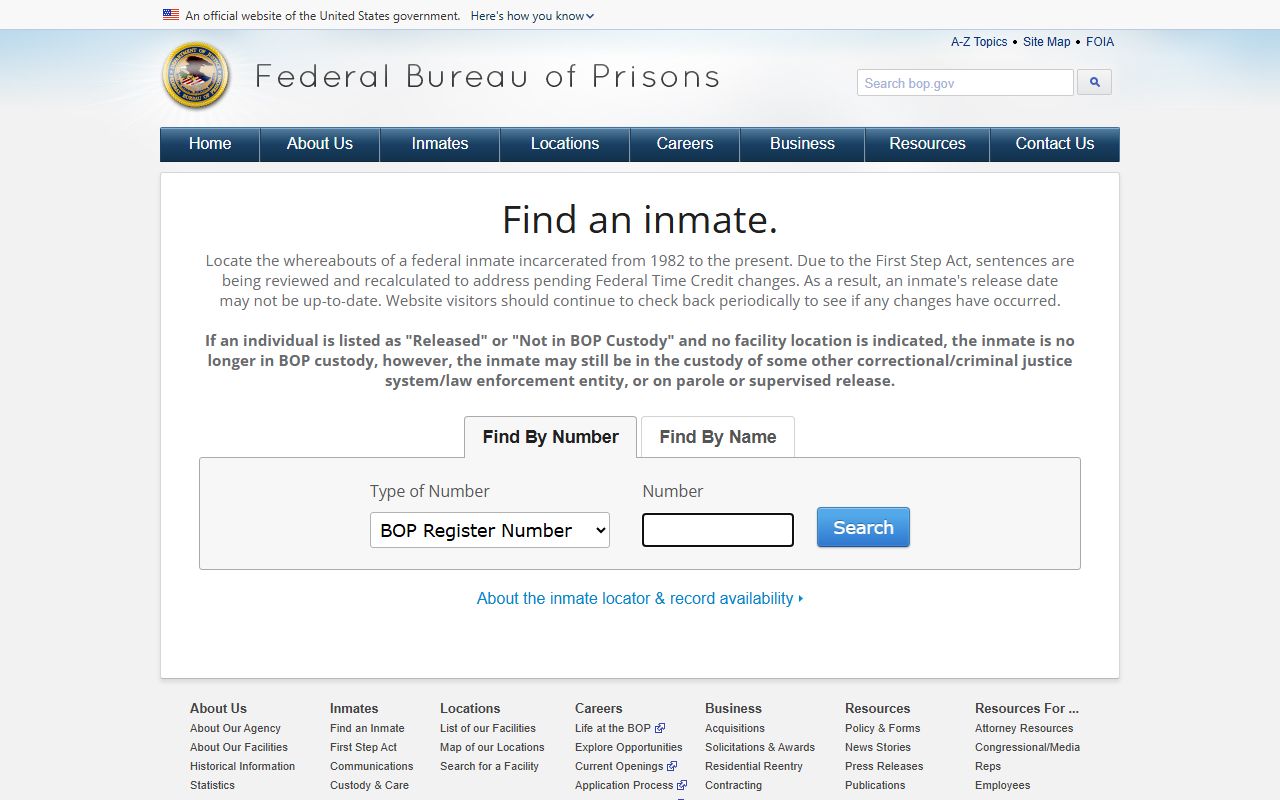 Federal Bureau of Prisons inmate locator for McHenry County released inmates