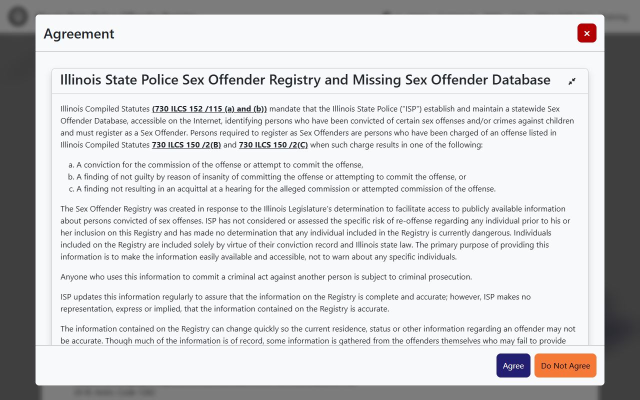 McHenry County warrant records and Illinois State Police sex offender registry